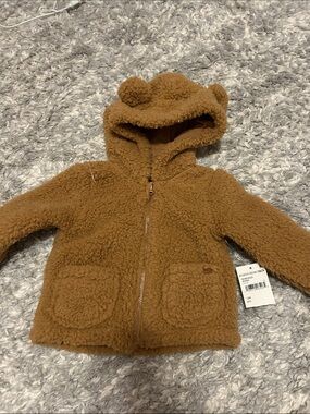 7 For All Mankind Kids Brown Teddy Hoodie Jacket with Ears